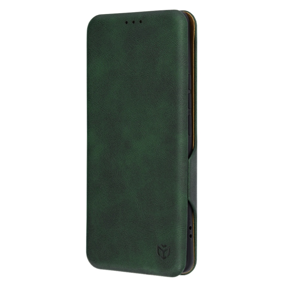 Husa pentru Realme 12 Pro / 12 Pro+, SKYDDAR INNOVATION, Safe Wallet tip carte din Piele Ecologica, Suport Carduri, Inchidere Magnetica, Verde, set cu sticker - 3 | YEO