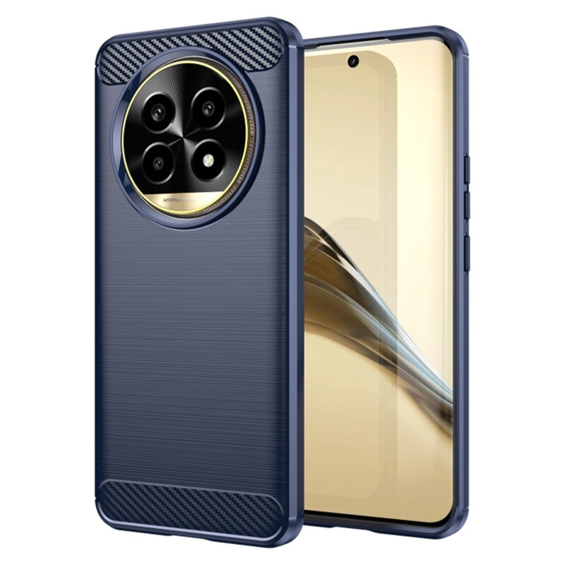 Husa pentru Realme 13 Pro / 13 Pro+ din Silicon Premium, Slim, cu textura Fibra Carbon - Albastru