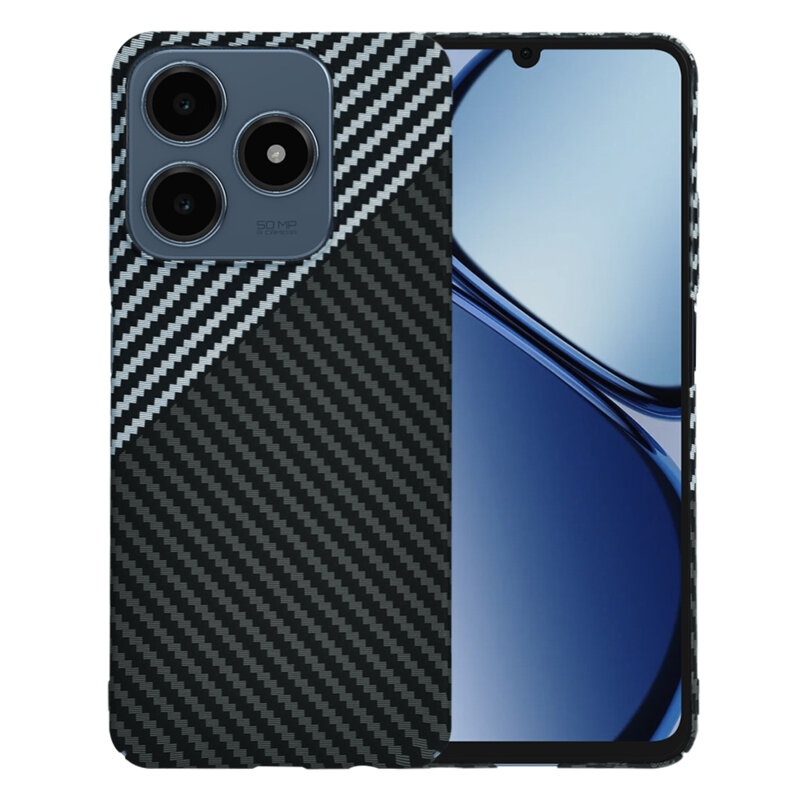 Husa pentru Realme C63 / C61, Finisaj Premium cu Textura de Carbon, Design Elegant, SKDR CarbonFlex - Gri