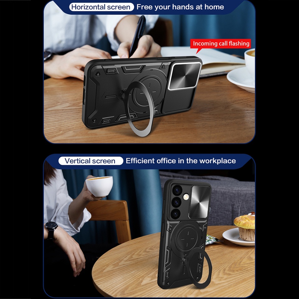Husa pentru Realme C63 / C61, SKYDDAR INNOVATION, CamGuard Pro, Inel Magnetic, Protectie Camera, set cu sticker, Mov - 3 | YEO