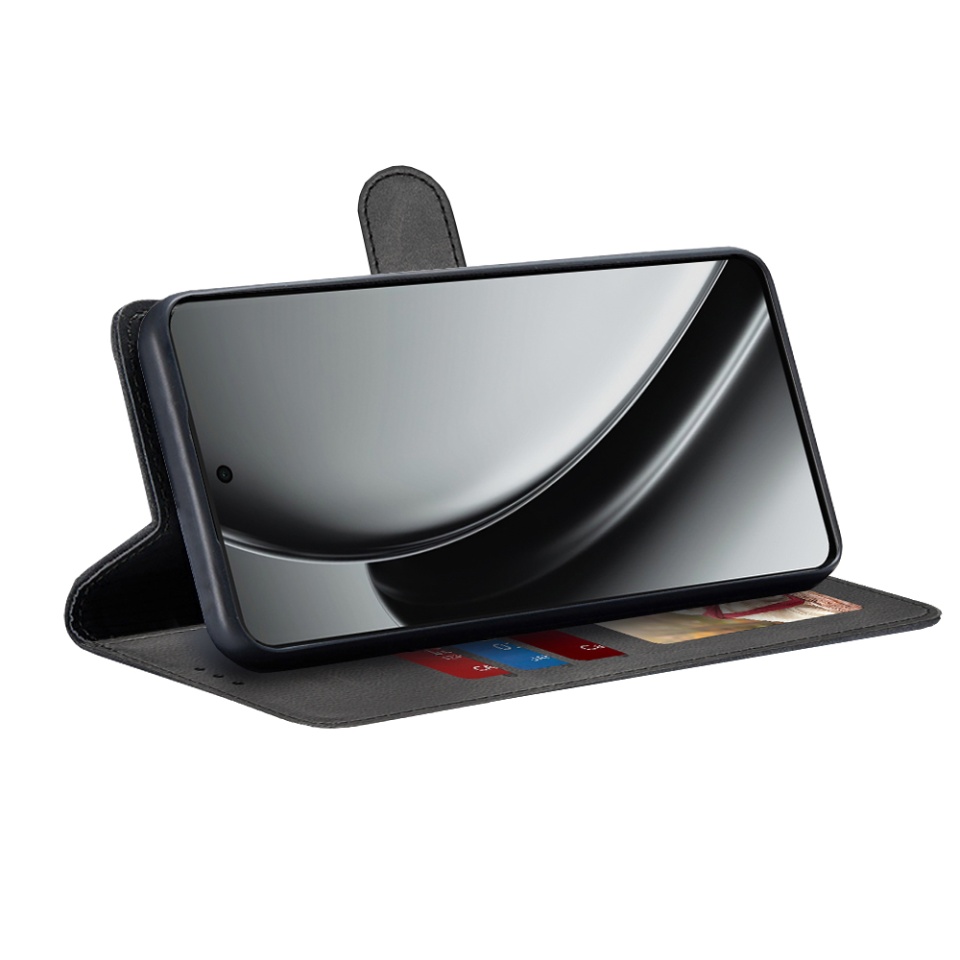 Husa pentru Realme GT 6 / GT 6T, SKYDDAR INNOVATION, Diary Book, tip carte, cu Portofel Interior, Antisoc, Negru, set cu sticker - 1 | YEO