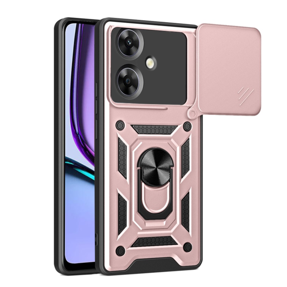 Husa pentru Realme Note 60 cu inel magnetic si protectie camera Skyddar CamShield - Roz