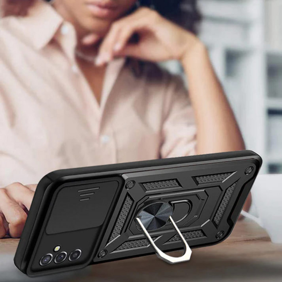 Husa pentru Samsung Galaxy A05s cu inel magnetic, Skyddar CamShield - Negru - 2 | YEO