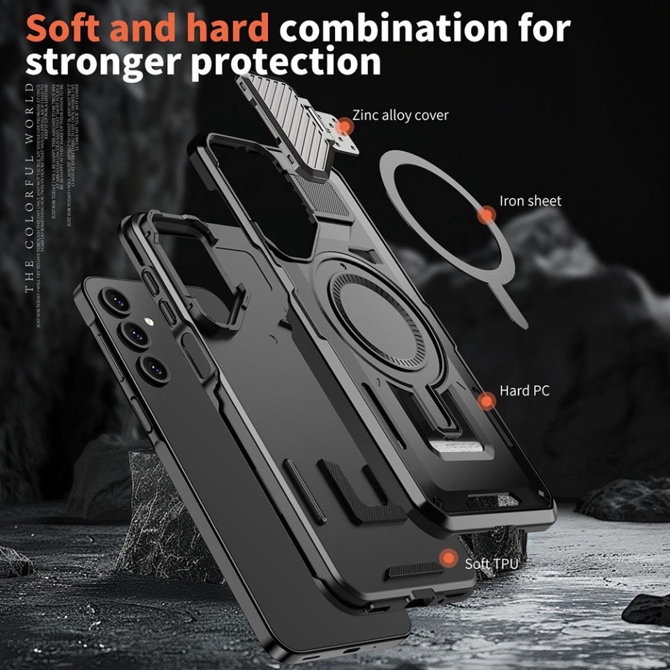 Husa pentru Samsung Galaxy A05s, SKYDDAR INNOVATION, CamVault MagSafe cu Protectie Camera, set cu sticker, Negru - 2 | YEO
