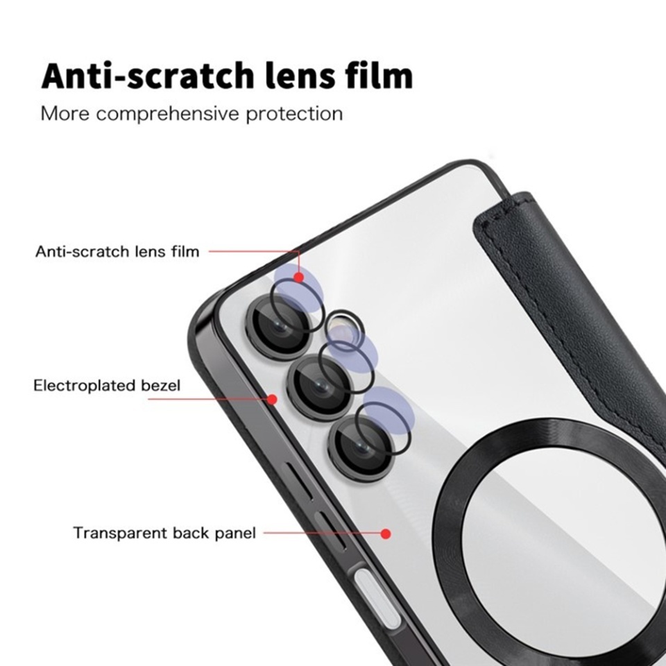 Husa pentru Samsung Galaxy A05s tip carte, SKYDDAR INOVATION, SmartMag Book, Magsafe, RFiD, Suport Carduri, set cu sticker, Negru - 2 | YEO
