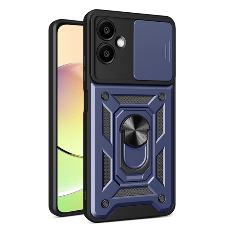Husa pentru Samsung Galaxy A06 cu inel magnetic si protectie camera Skyddar CamShield - Albastru