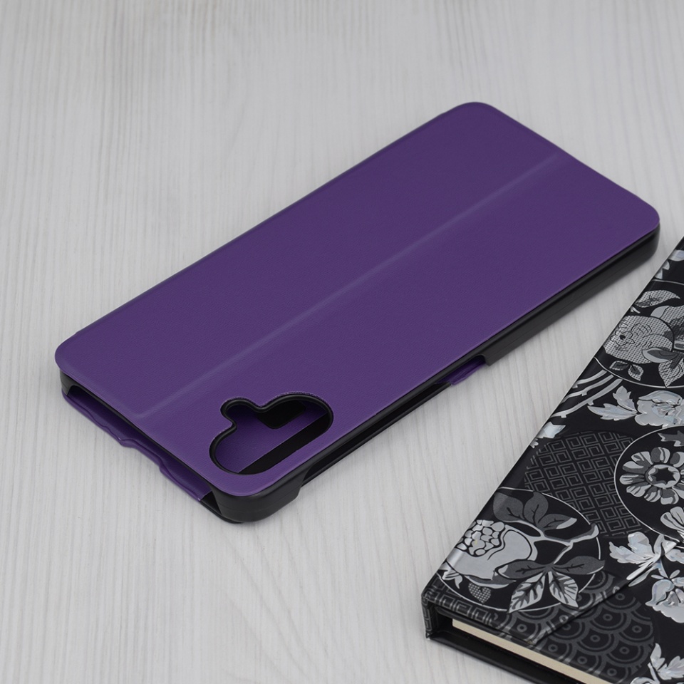 Husa pentru Samsung Galaxy A06, SKYDDAR INNOVATION, eFold, tip carte, Mov, set cu sticker - 1 | YEO