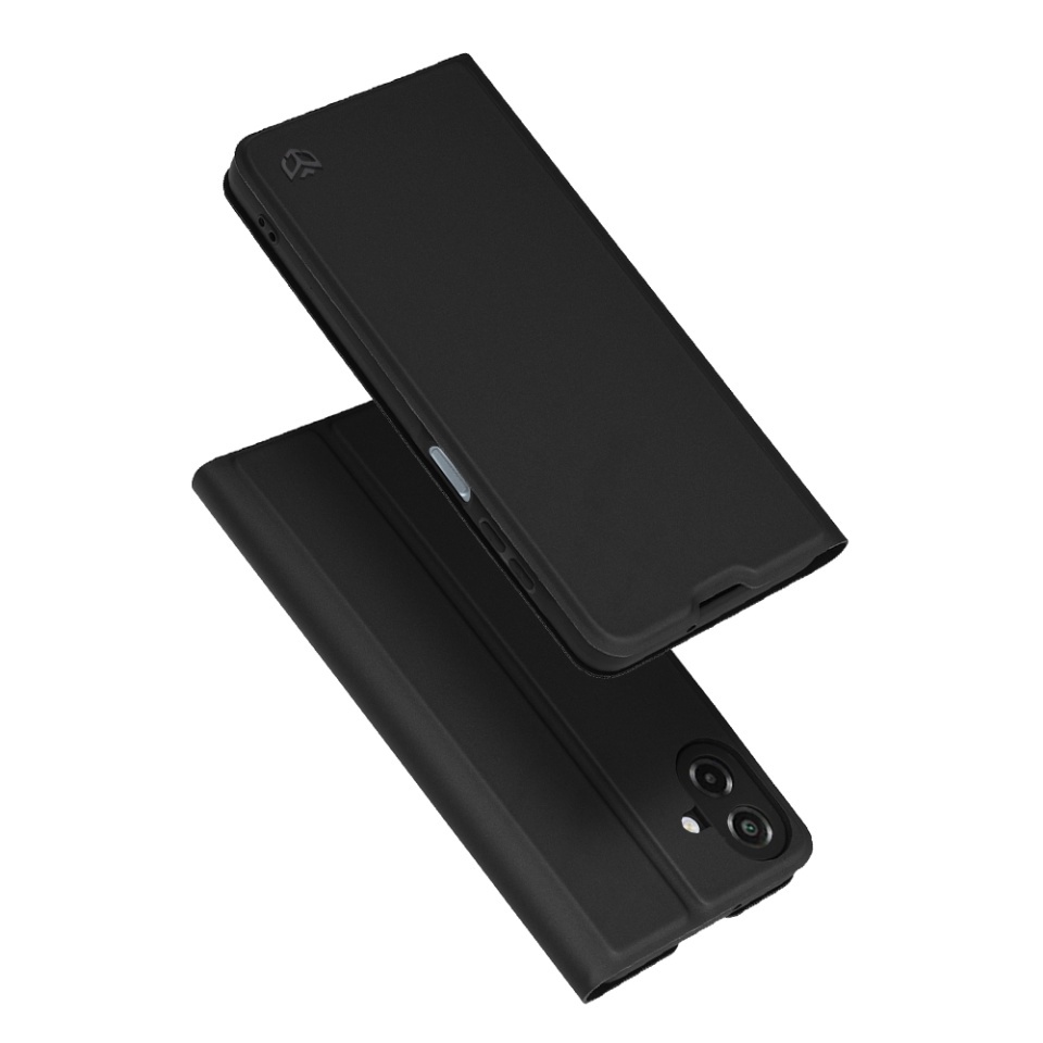 Husa pentru Samsung Galaxy A07 4G, SKYDDAR INNOVATION, Magskin Book, tip Carte cu Portofel Interior, set cu sticker, Negru