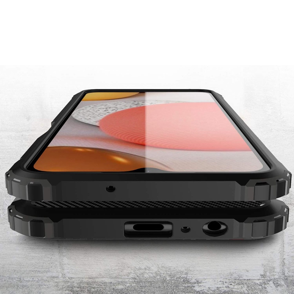 Husa pentru Samsung Galaxy A12 / Galaxy A12 Nacho, SKYDDAR INNOVATION, Hybrid Armor, din Plastic Dur, Margini Cauciucate, Antisoc, set cu sticker, Negru - 1 | YEO