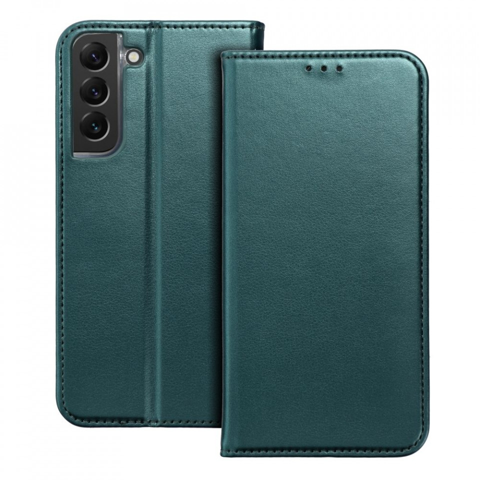 Husa pentru Samsung Galaxy A14 5G tip carte, Skyddar Smart Magnet - Verde inchis - 2 | YEO