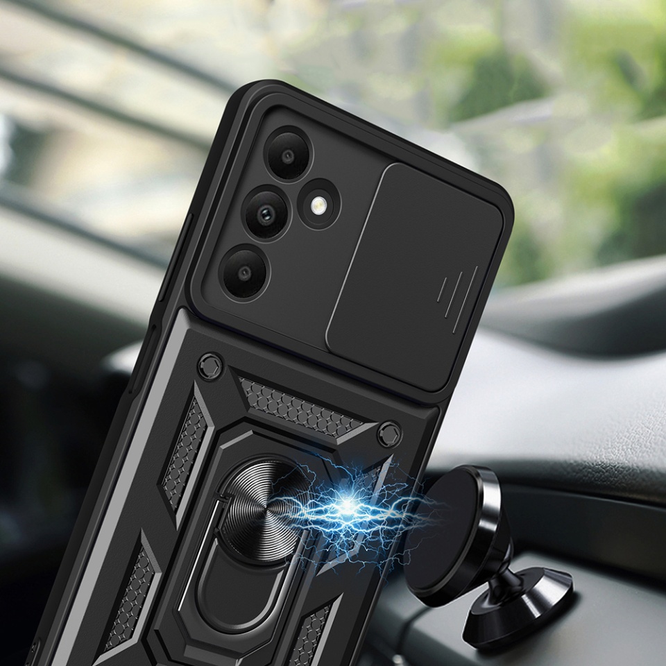 Husa pentru Samsung Galaxy A15 4G / Galaxy A15 5G, SKYDDAR INNOVATION, CamShield, Inel magnetic, set cu sticker, Albastru - 5