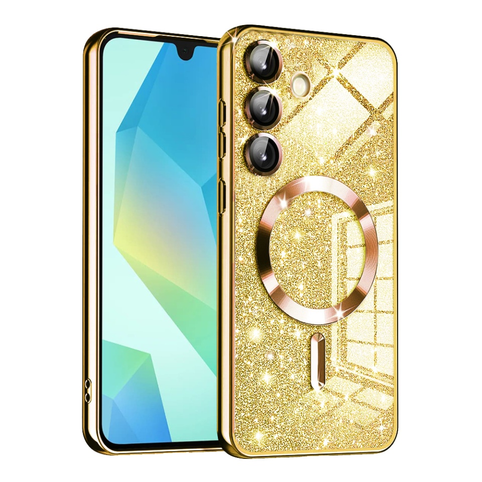 Husa pentru Samsung Galaxy A16 4G / Galaxy A16 5G Design Antisoc, Fundal Detasabil 2-in-1, Protectie Superioara, Margini Ridicate, SKDR Glitter - Auriu