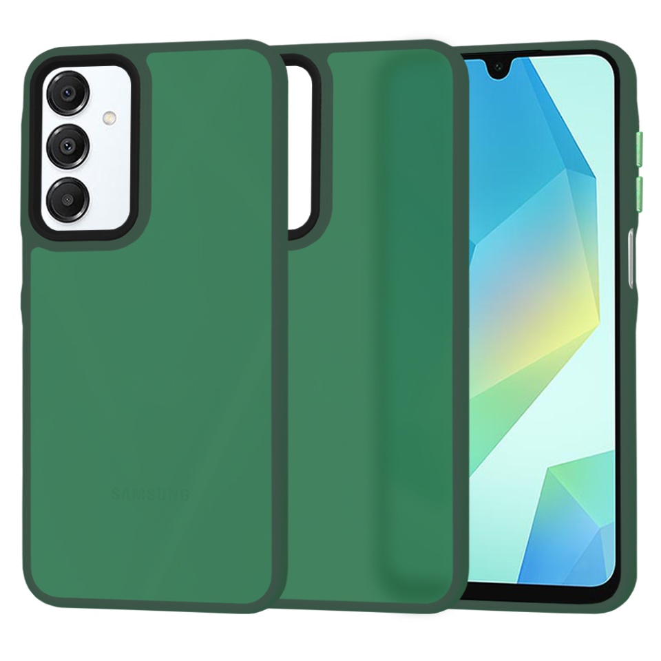 Husa pentru Samsung Galaxy A16 4G / Galaxy A16 5G, SKYDDAR INNOVATION, Frosted, Verde inchis, set cu sticker