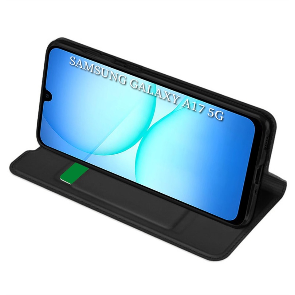 Husa pentru Samsung Galaxy A17 5G, SKYDDAR INNOVATION, Magskin Book, tip Carte cu Portofel Interior, set cu sticker, Negru - 1 | YEO