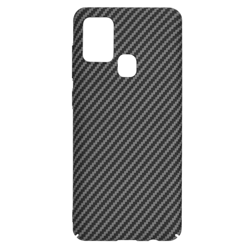 Husa pentru Samsung Galaxy A21s, SKYDDAR INNOVATION, textura carbon, Carbonite FiberShell, set cu sticker, Negru, - 3 | YEO