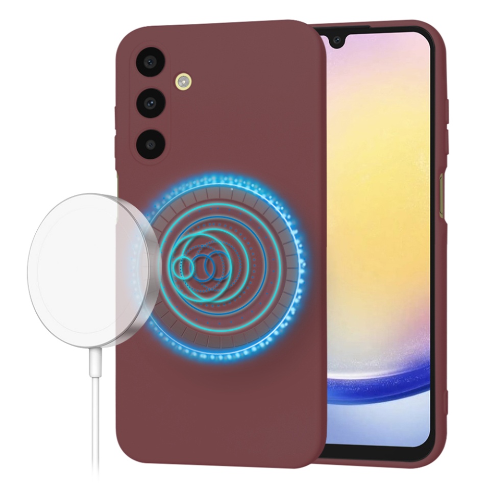 Husa pentru Samsung Galaxy A25 5G din Silicon Catifelat, Protectie Premium, Skyddar SoftElegance Magsafe - Bordo