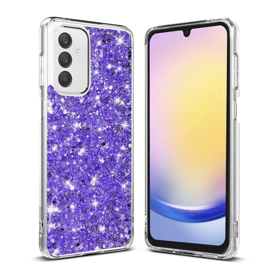 Husa pentru Samsung Galaxy A25 5G , Fundal Detasabil, din Silicon cu Sclipici, Design Stralucitor, Protectie Completa - Mov