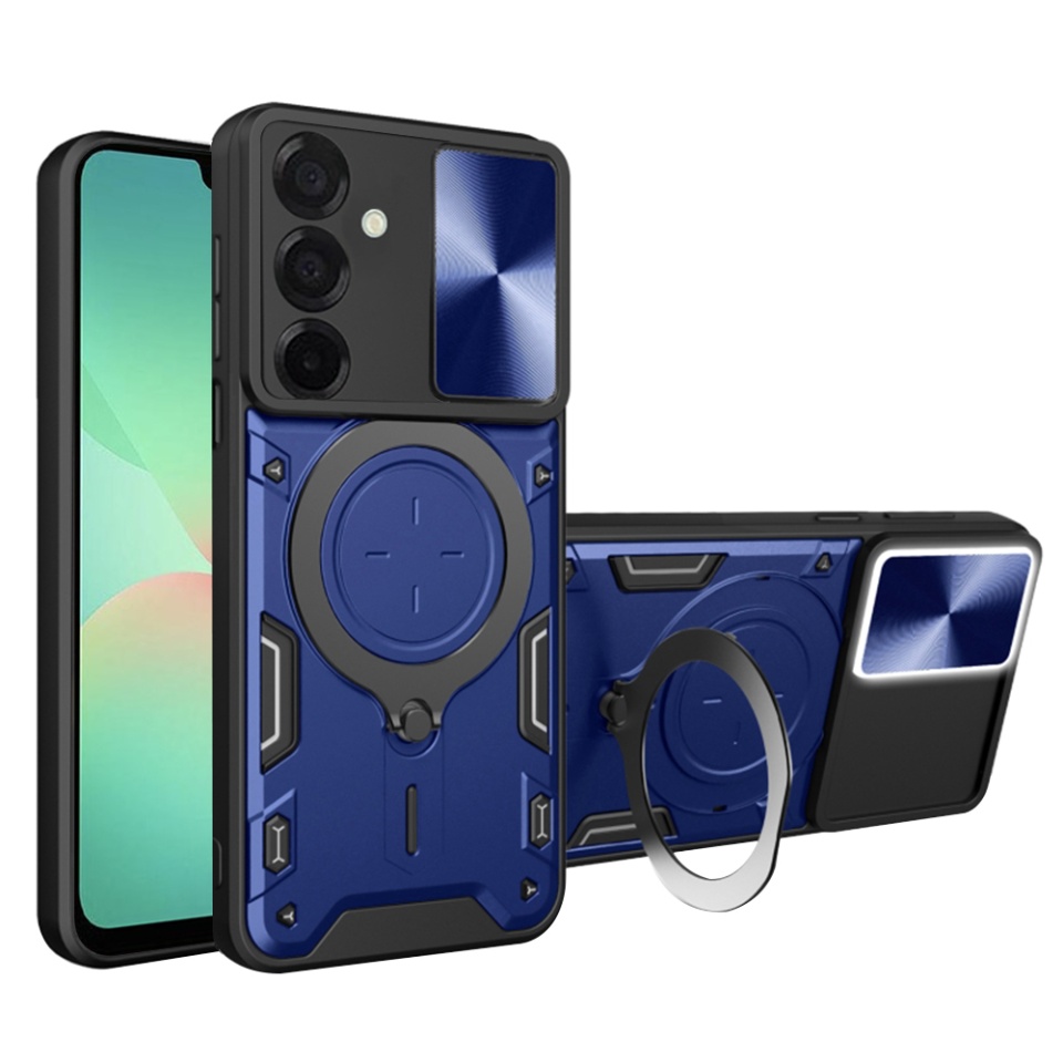 Husa pentru Samsung Galaxy A26 5G, SKYDDAR INNOVATION, CamGuard Pro, Inel Magnetic, Protectie Camera, set cu sticker, Albastru
