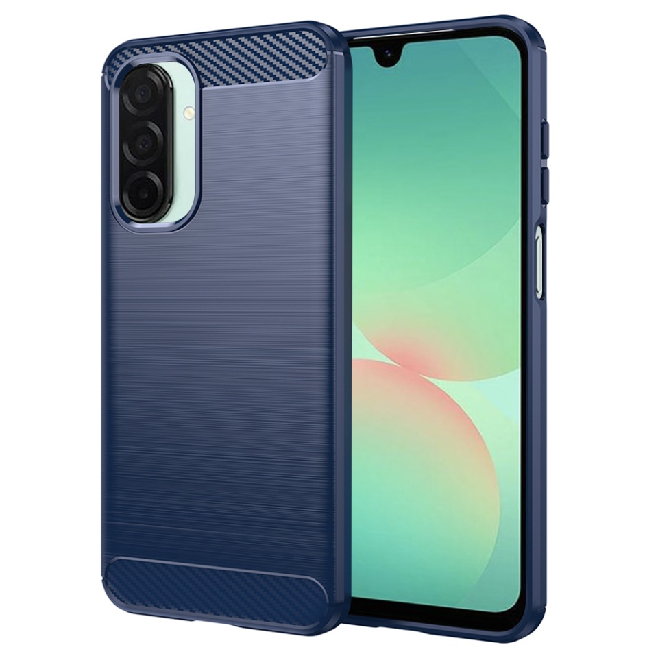 Husa pentru Samsung Galaxy A26 5G, SKYDDAR INNOVATION, Carbon Silicone, din Silicon Premium, Slim, cu textura Fibra Carbon, Albastru, set cu sticker