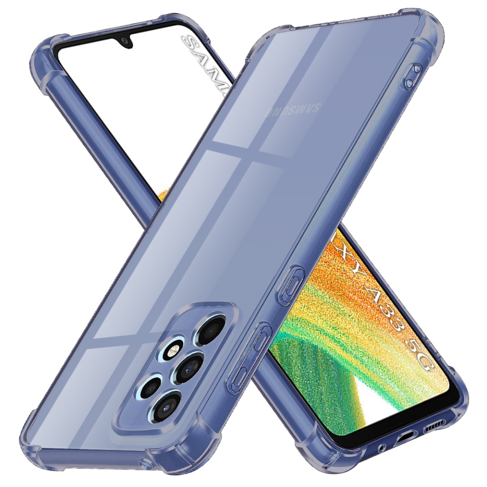 Husa pentru Samsung Galaxy A33 5G, SKYDDAR INNOVATION, Shockproof Clear Silicone, Silicon Slim, set cu sticker, Fumuriu