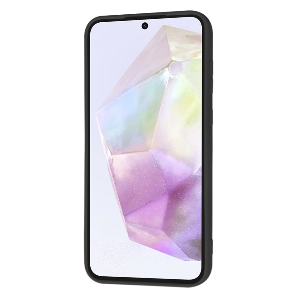 Husa pentru Samsung Galaxy A35 5G, SKYDDAR INNOVATION, din Silicon Catifelat, SoftElegance , Negru, set cu sticker - 1 | YEO