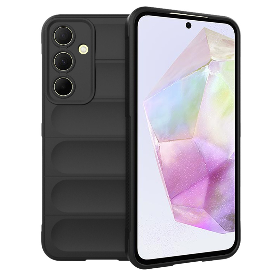 Husa pentru Samsung Galaxy A35 5G, SKYDDAR INNOVATION, Magic Shield, din Silicon Mat, set cu sticker, Negru