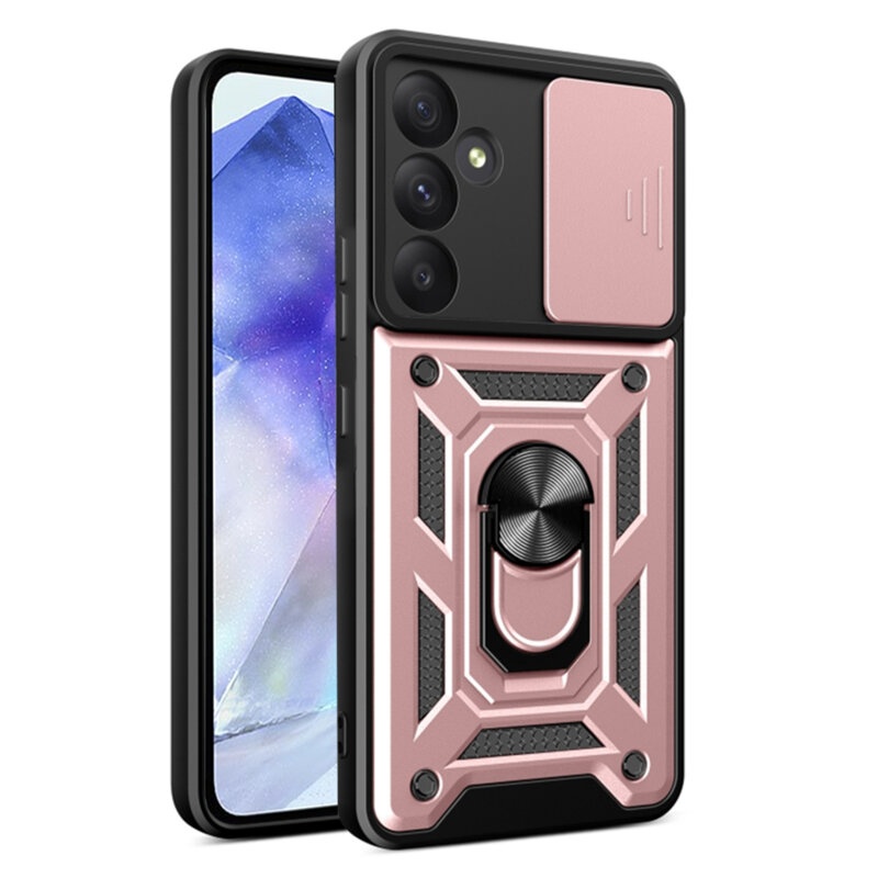 Husa pentru Samsung Galaxy A36 5G cu inel magnetic si protectie camera Skyddar CamShield - Roz