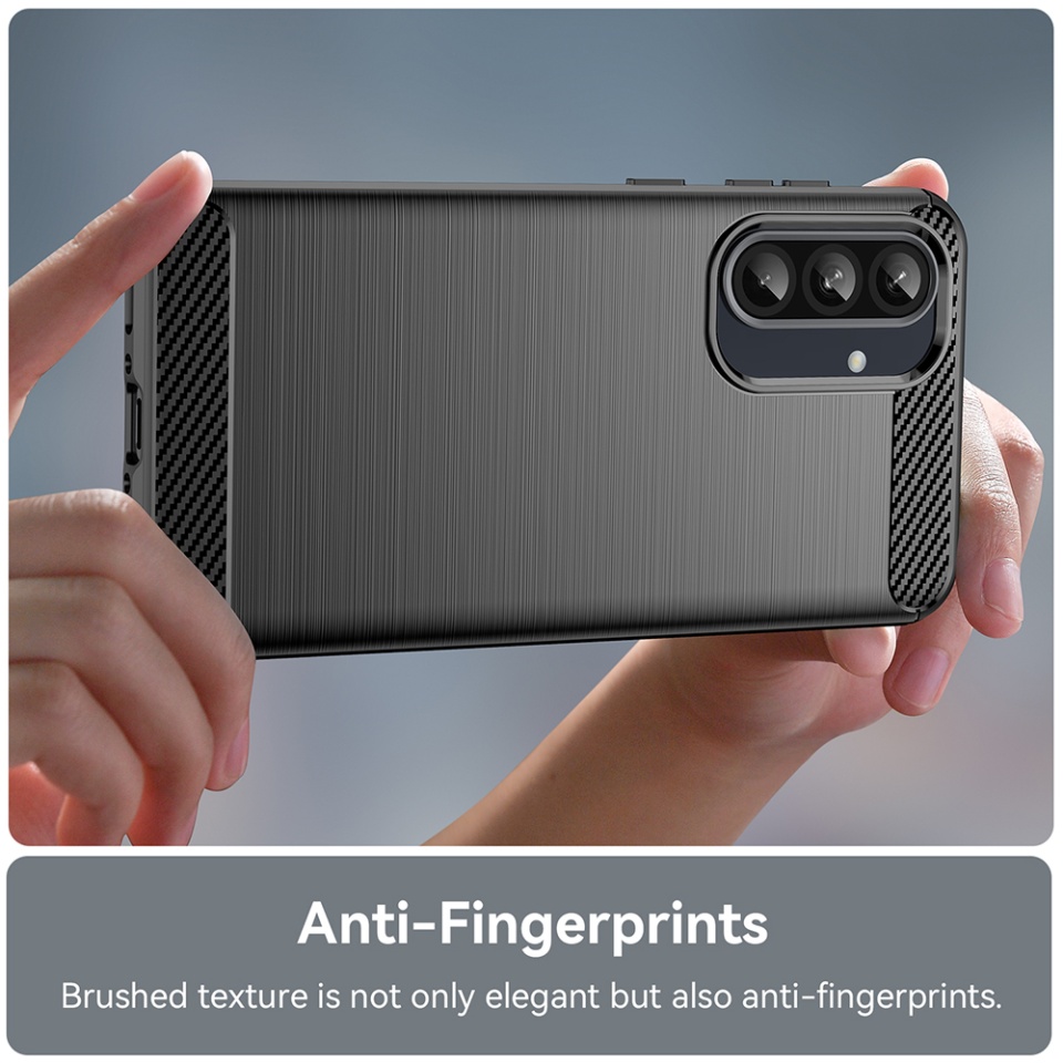 Husa pentru Samsung Galaxy A36 5G din Silicon Premium, Slim, cu textura Fibra Carbon - Negru - 3 | YEO