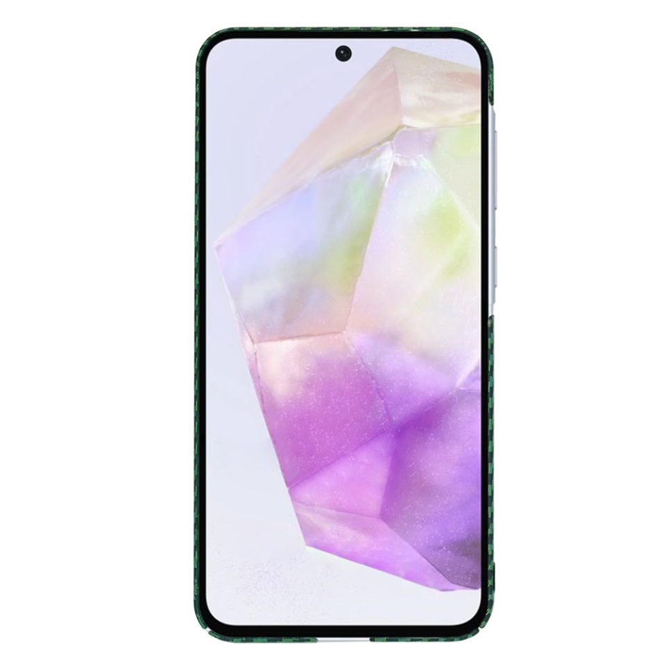 Husa pentru Samsung Galaxy A36 5G, Finisaj Premium cu Textura de Carbon, Design Elegant, SKDR CarbonFlex - Verde - 1 | YEO