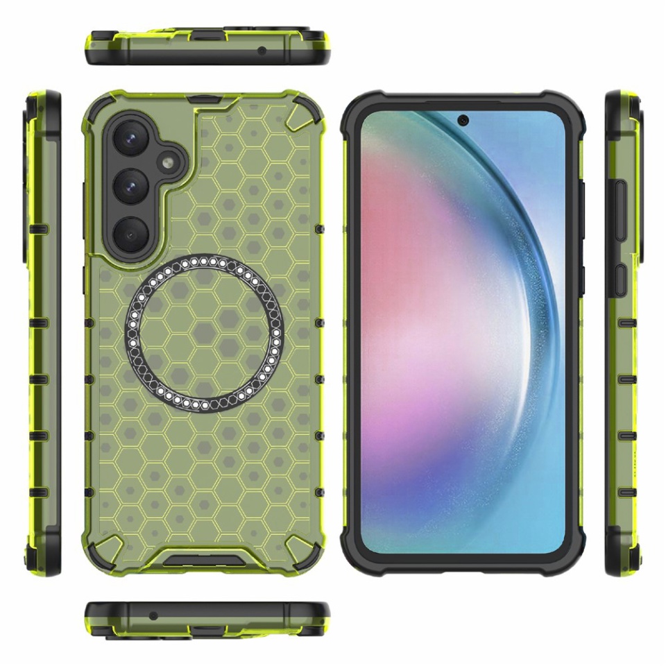 Husa pentru Samsung Galaxy A36 5G, SKYDDAR INNOVATION, HoneyComb Shield MagSafe, Antisoc, set cu sticker, Verde - 5