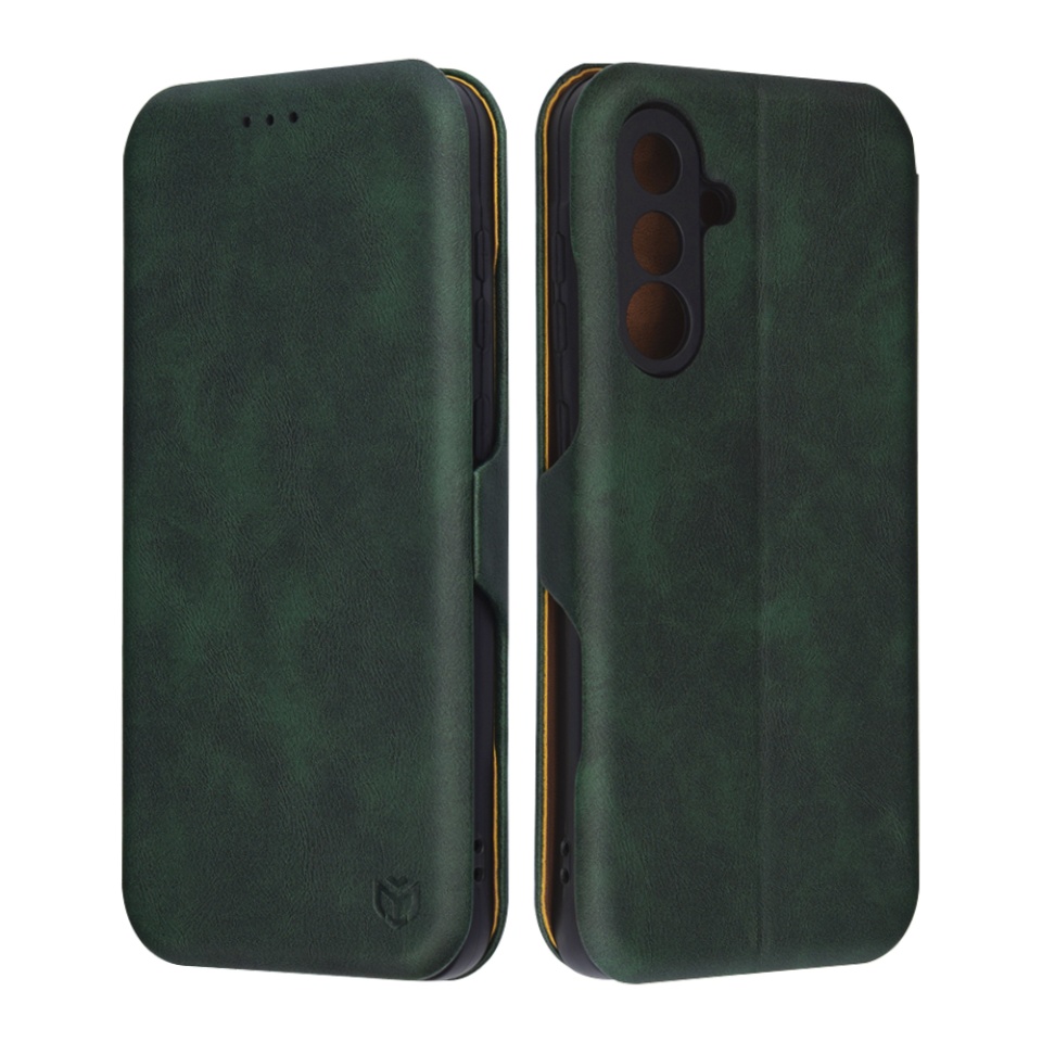 Husa pentru Samsung Galaxy A36 5G, SKYDDAR INNOVATION, Safe Wallet tip carte din Piele Ecologica, Suport Carduri, Inchidere Magnetica, Verde, set cu sticker