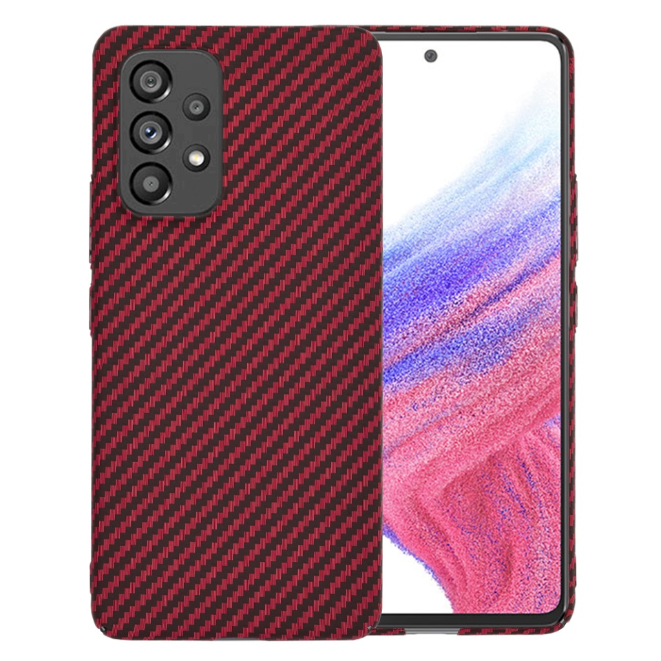 Husa pentru Samsung Galaxy A53 5G, Finisaj Premium cu Textura de Carbon, Design Elegant, SKDR CarbonFlex - Rosu