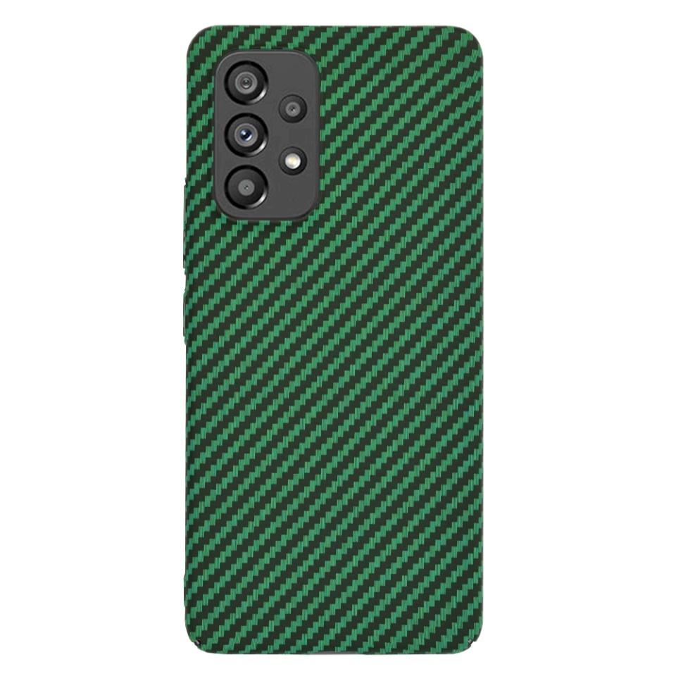 Husa pentru Samsung Galaxy A53 5G, SKYDDAR INNOVATION, textura carbon, Carbonite FiberShell, set cu sticker, Verde, - 1 | YEO