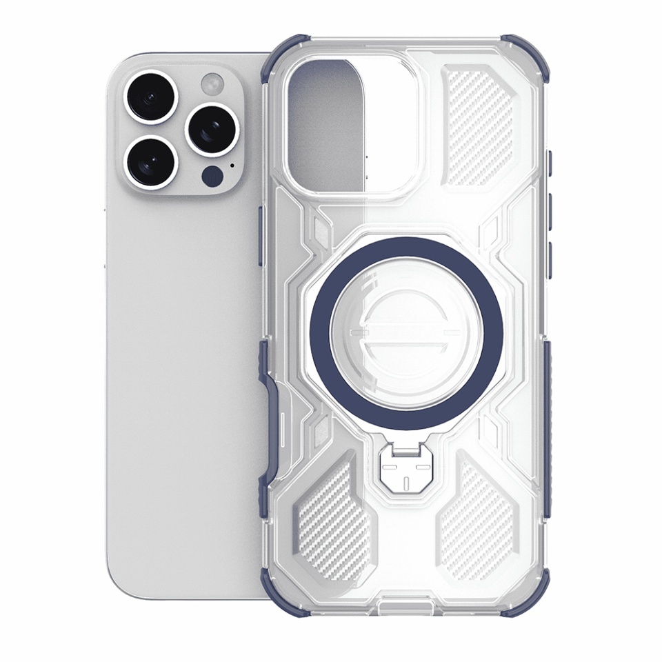 Husa pentru Samsung Galaxy A56 5G, Antisoc, SKYDDAR INOVATION, Carbon Shield PRO, Magsafe, set cu sticker, Albastru