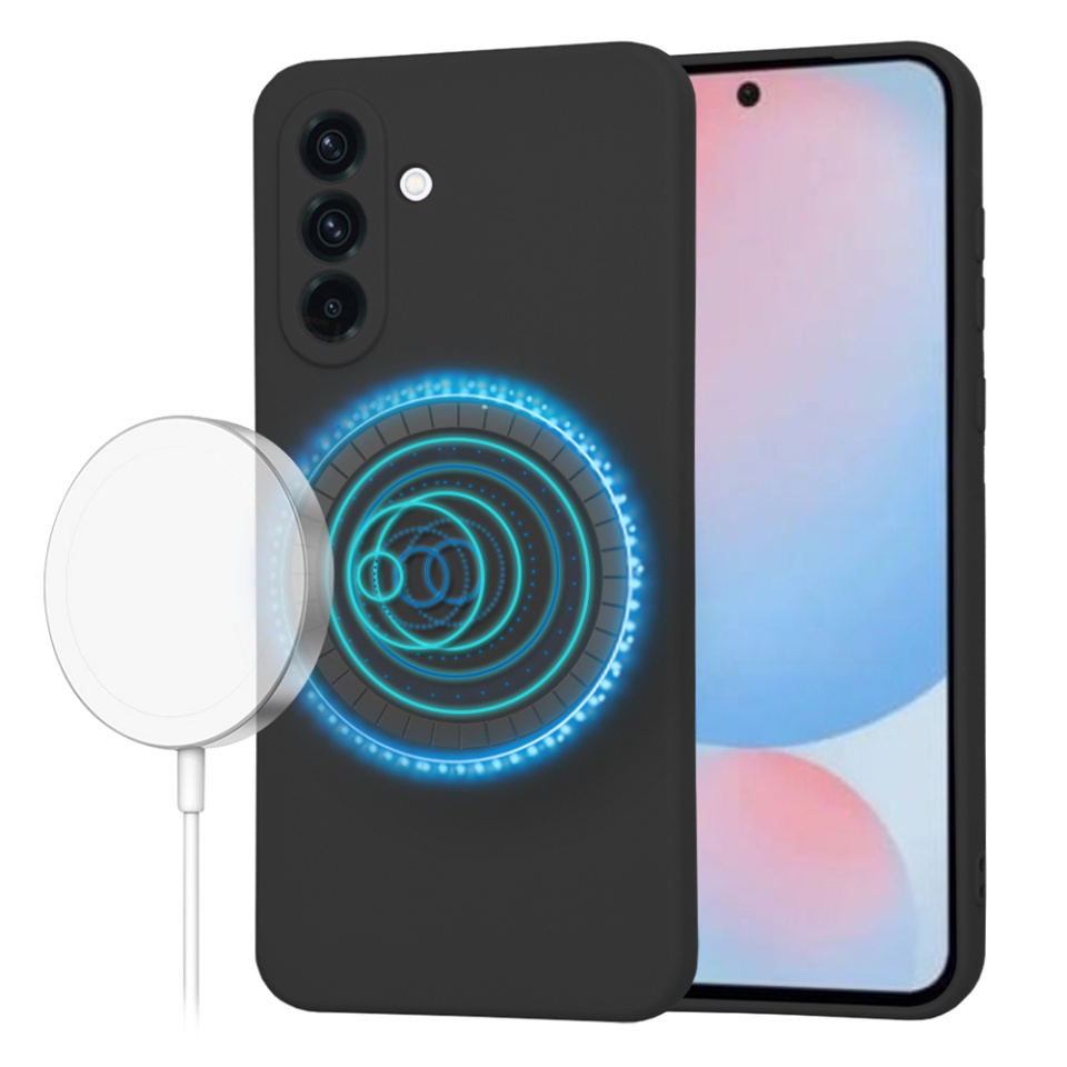 Husa pentru Samsung Galaxy A56 5G din Silicon Catifelat, Protectie Premium, SoftElegance Magsafe - Negru