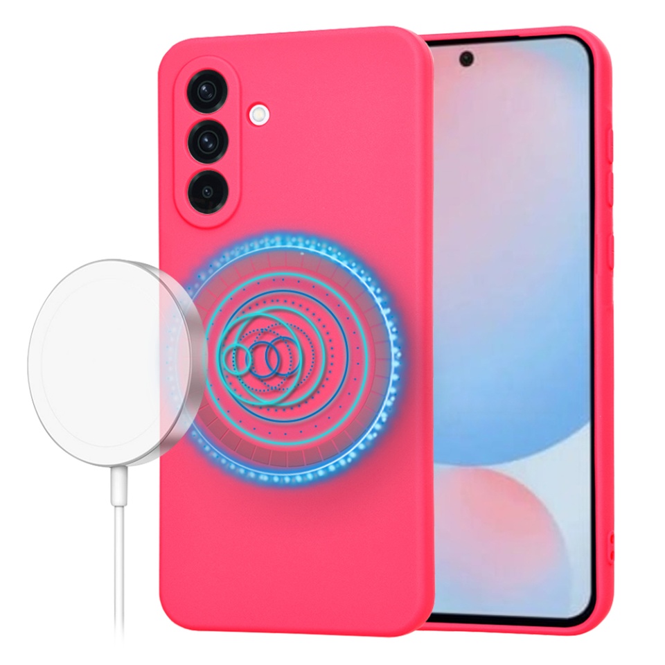 Husa pentru Samsung Galaxy A56 5G din Silicon Catifelat, Protectie Premium, SoftElegance Magsafe - Fucsia