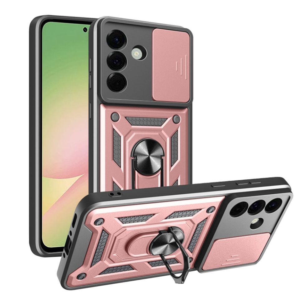 Husa pentru Samsung Galaxy A56 5G, SKYDDAR INNOVATION, CamShield, Roz, set cu sticker