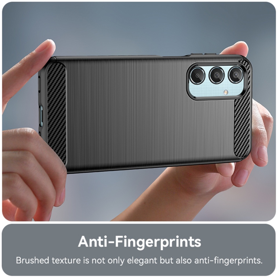Husa pentru Samsung Galaxy M35 din Silicon Premium, Slim, cu textura Fibra Carbon - Negru - 1 | YEO