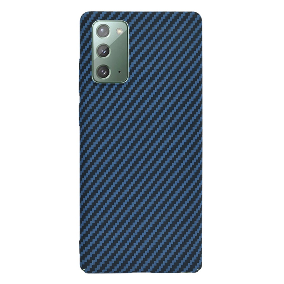 Husa pentru Samsung Galaxy Note 20 / Galaxy Note 20 5G, SKYDDAR INNOVATION, textura carbon, Carbonite FiberShell, set cu sticker, Cyan, - 2 | YEO