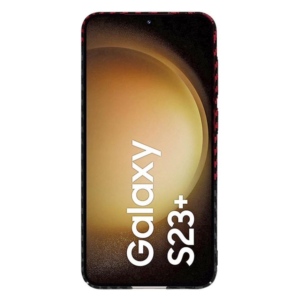 Husa pentru Samsung Galaxy S23 Plus, SKYDDAR INNOVATION, textura carbon, Carbonite FiberShell, set cu sticker, Rosu inchis, - 1 | YEO