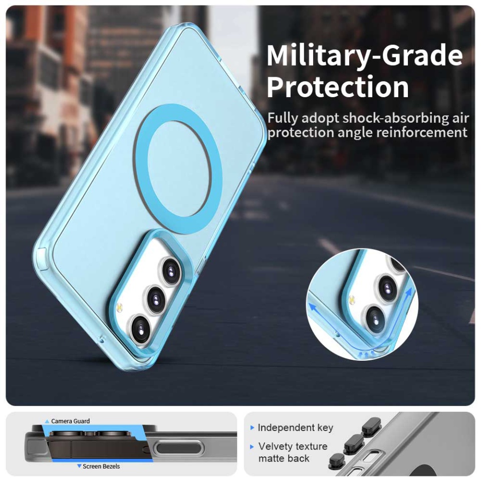 Husa pentru Samsung Galaxy S23, SKYDDAR INOVATION, CandyCase, Magsafe, set cu sticker, Albastru - 1 | YEO
