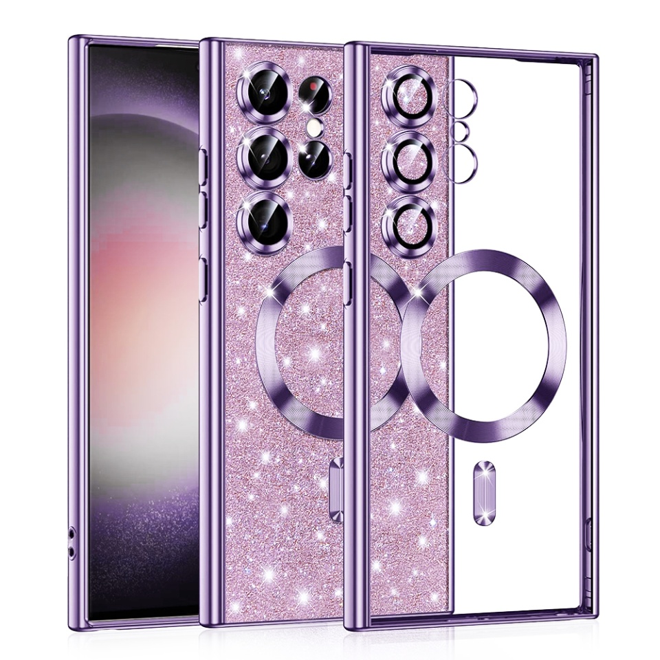 Husa pentru Samsung Galaxy S23 Ultra Design Antisoc, Fundal Detasabil 2-in-1, Protectie Superioara, Margini Ridicate, SKDR Glitter - Mov deschis