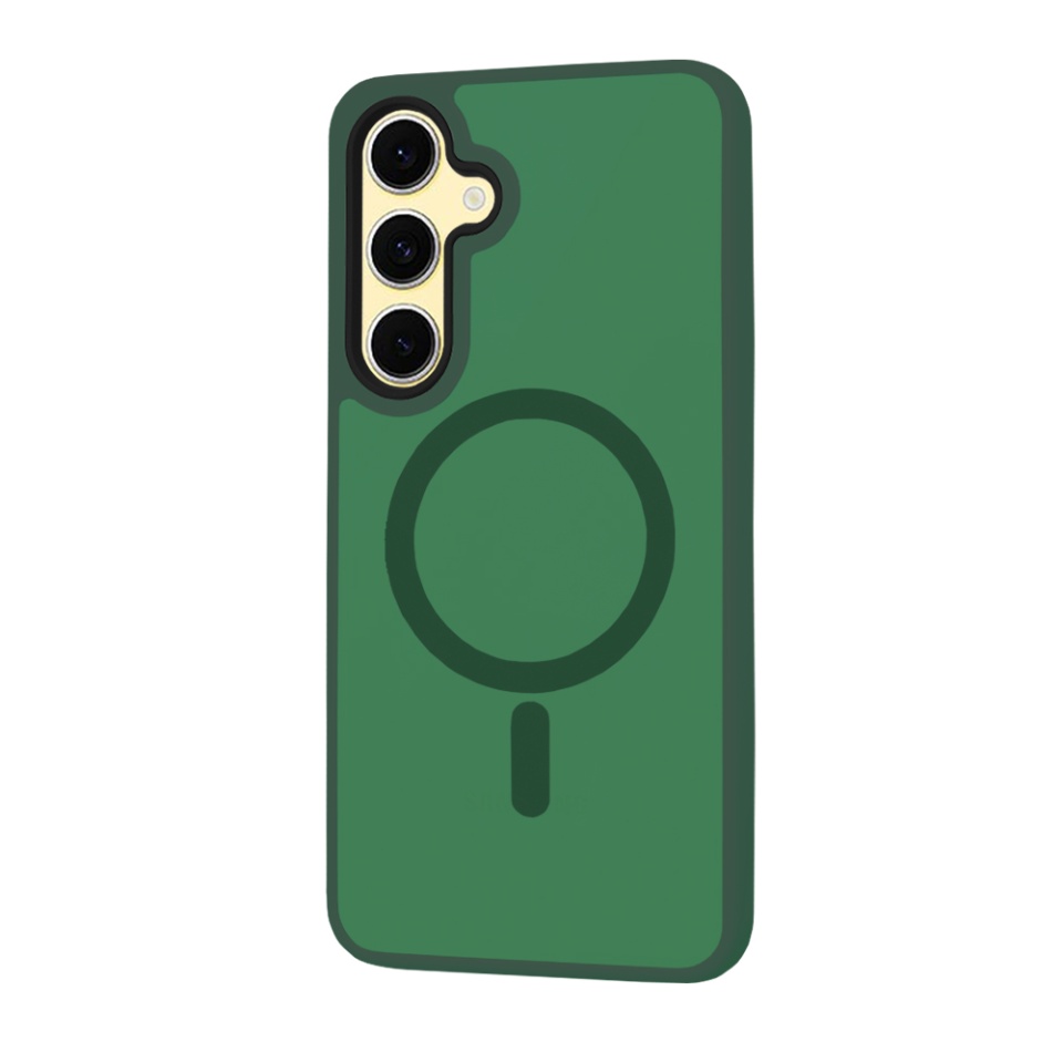 Husa pentru Samsung Galaxy S24 FE, SKYDDAR INNOVATION, HaloFrost MagSafe, Antisoc, set cu sticker, Verde inchis - 2 | YEO
