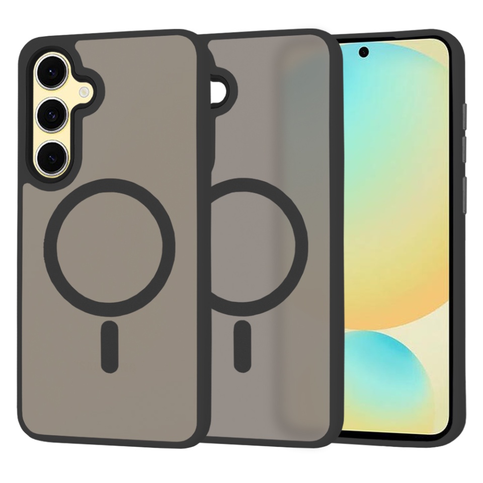 Husa pentru Samsung Galaxy S24 FE, SKYDDAR INNOVATION, HaloFrost MagSafe, Antisoc, set cu sticker, Negru