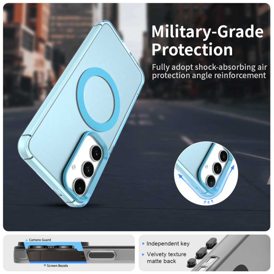 Husa pentru Samsung Galaxy S24 / Galaxy S25, SKYDDAR INOVATION, CandyCase, Magsafe, set cu sticker, Albastru - 1 | YEO