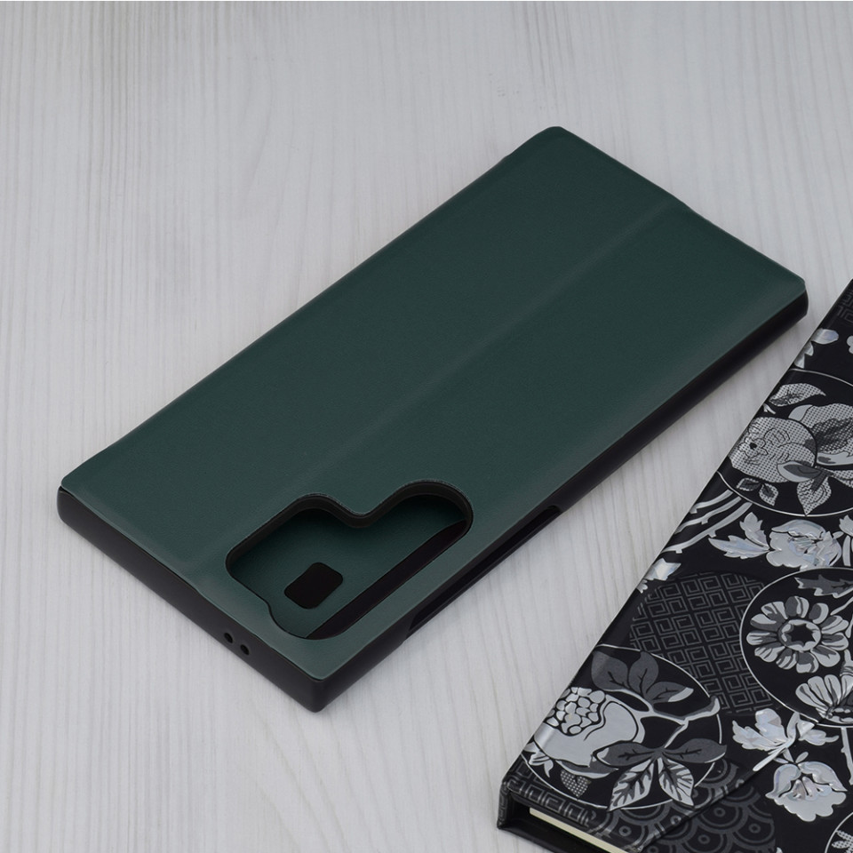 Husa pentru Samsung Galaxy S24 Ultra tip carte, Skyddar Eco View Leather - Verde - 1 | YEO