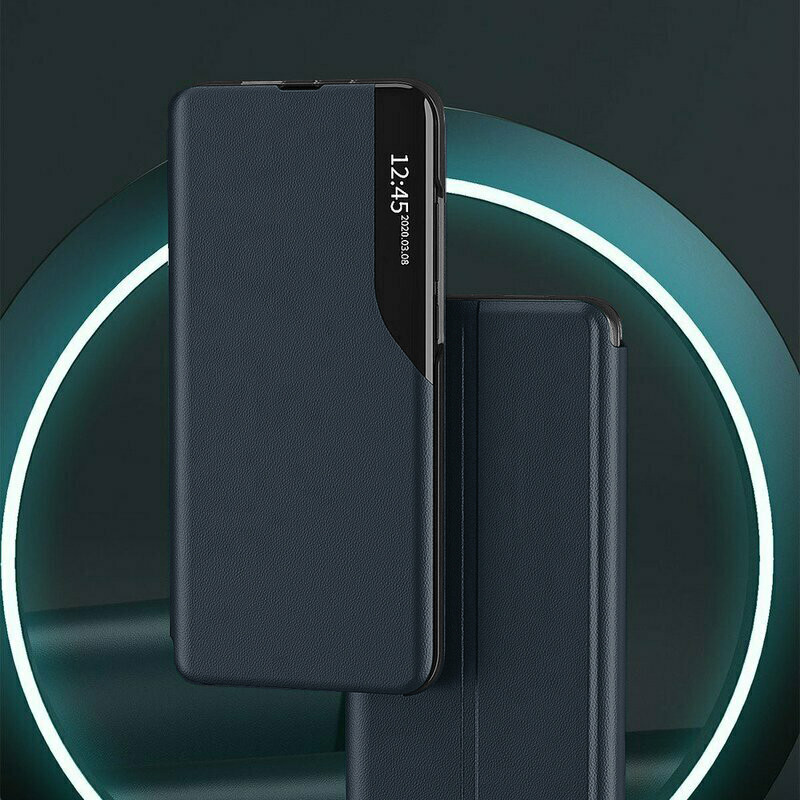 Husa pentru Samsung Galaxy S24 Ultra tip carte, Skyddar Eco View Leather - Albastru - 3 | YEO
