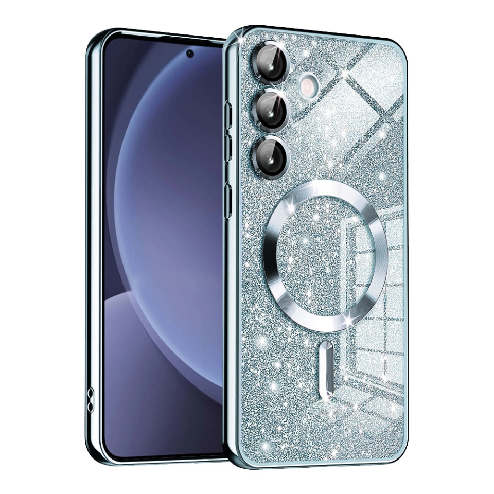 Husa pentru Samsung Galaxy S25 Design Antisoc, Fundal Detasabil 2-in-1, Protectie Superioara, Margini Ridicate, SKDR Glitter - Bleu