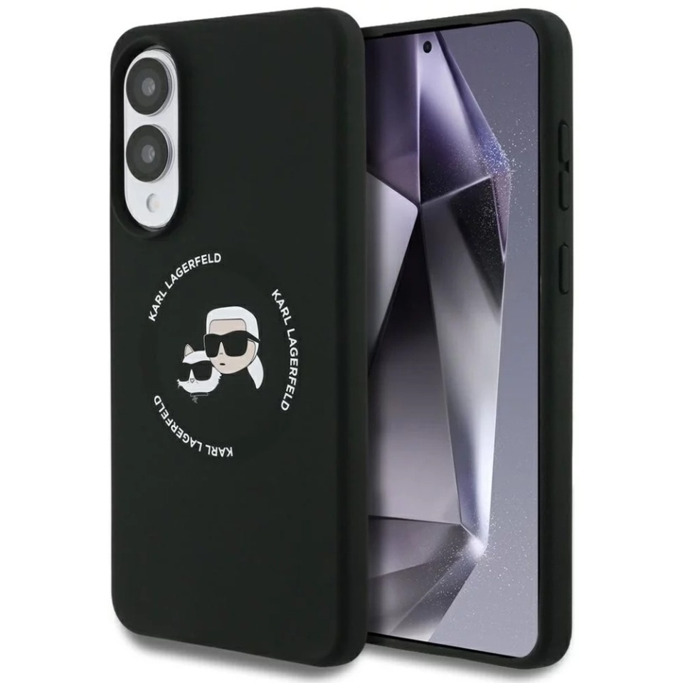 Husa pentru Samsung Galaxy S25 Edge, Silicone Double Heads MagSafe, Karl Lagerfeld, Negru