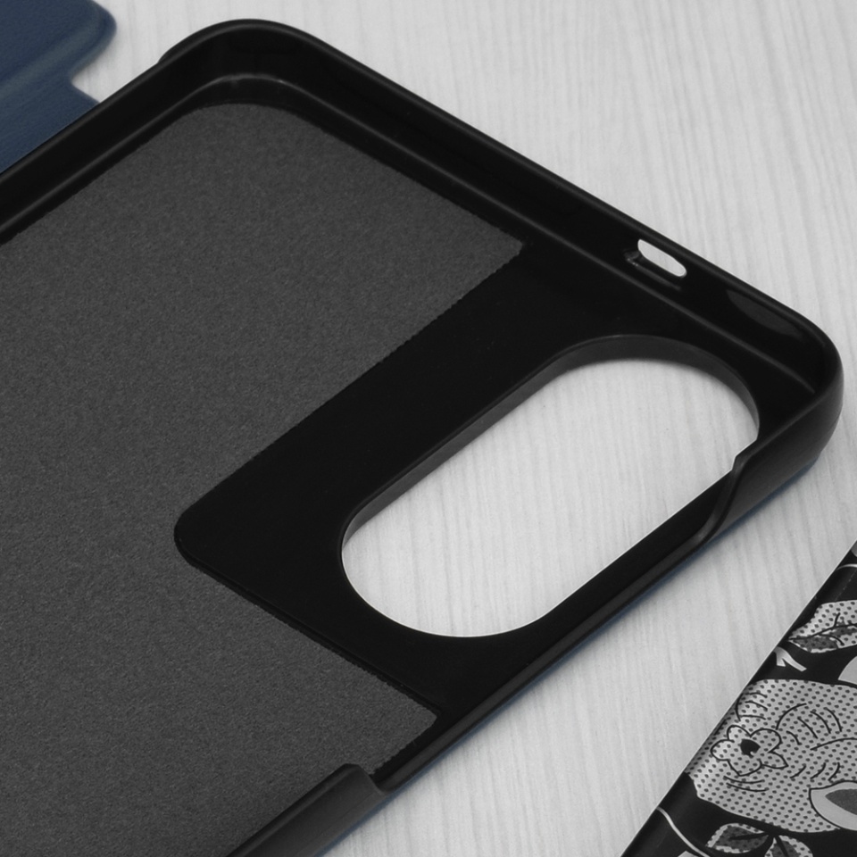 Husa pentru Samsung Galaxy S25 Edge, SKYDDAR INNOVATION, Eco View, tip carte, Albastru, set cu sticker - 3 | YEO